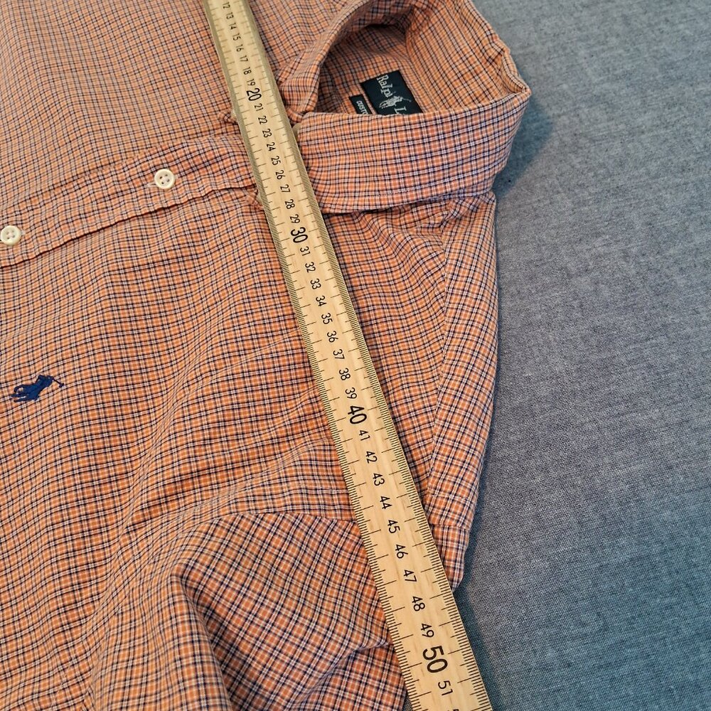 Vintage Polo Ralph Lauren Men's Blue and Orange Button Down Shirt - Size L - Picture 8 of 10